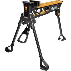 Foot operated sawhorse clamp for a worker who cannot operate a clamp with arthritic hands.