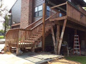 A new cement walk and pad was poured for the 12-foot-tall manlift to be mounted on.