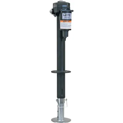 An electrical 12V trailer jack stand enables a worker with arm or back impairment to effortlessly raise and lower his trailer.