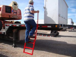 Deckmate ladder helps workers climb onto trailers.