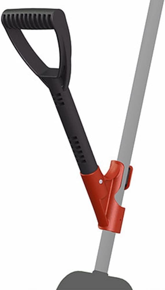 Use of long handled tools such as a shovel or rake can produce a lot of back strain on the user.