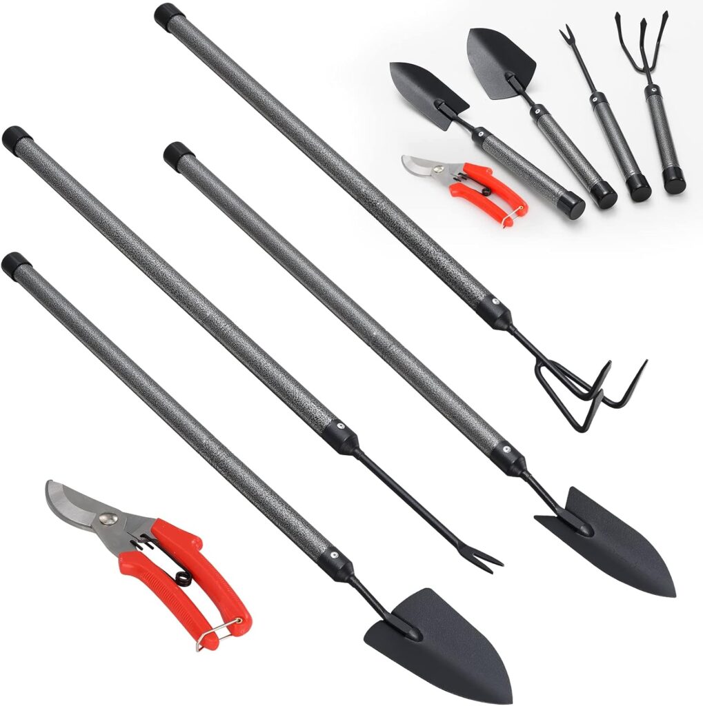 Gardeners using wheelchairs will appreciate the usefulness of this long-handled tool set. Handling the typical long handled garden tool can be difficult and cumbersome.