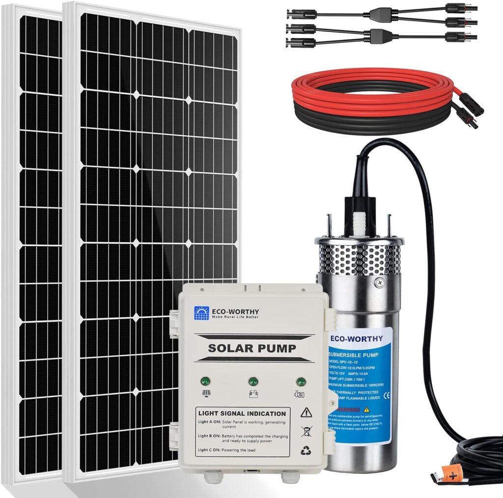Solar Water Pumps remove the need for electric or manual pumping for distant wells.