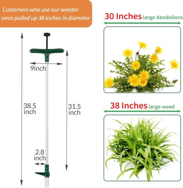 The weeder/root removal can pull up to 38-inches in diameter.