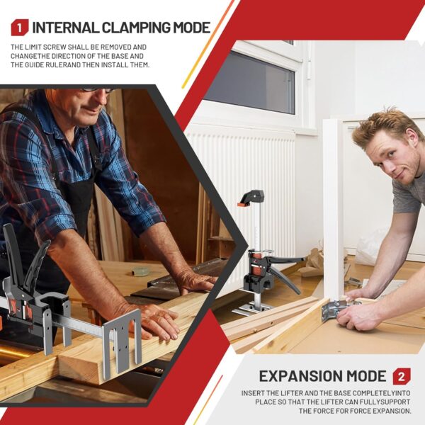 The arm tool lift has an internal clamping mode and an expansion mode.