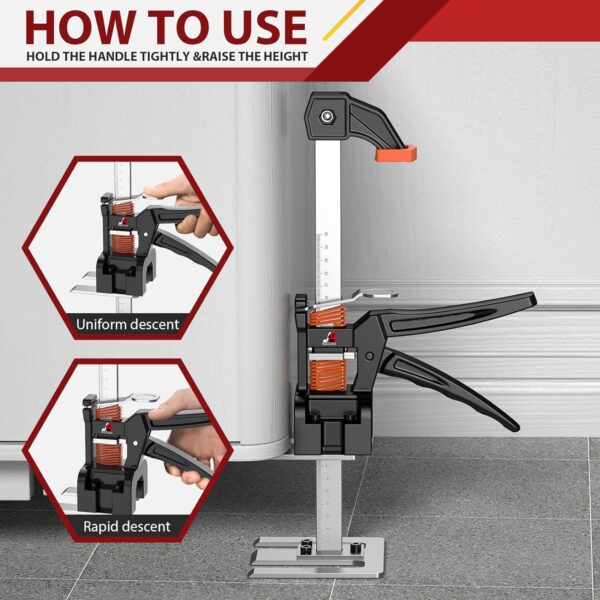 One will hold the handle tightly & raise the height. It'll provide uniform descent and rapid descent.