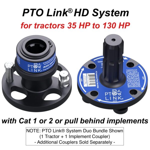 Easy PTO Quick Connect with implement coupler for tractors 35 HP to 130 HP