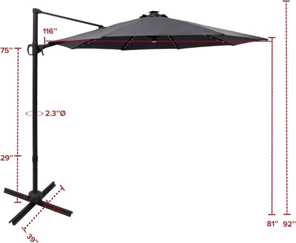 Cooling canopy umbrella sun shade. dimensions