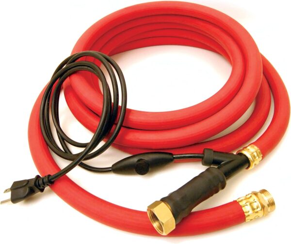 A 60ft red hose that can have heated water pumped through it.
