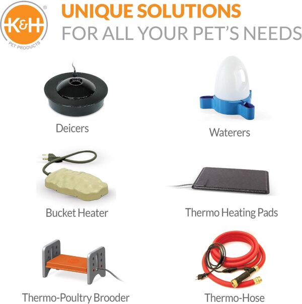 Different heaters, such as deicers, waterers, bucket heater, thermo heating pads, thermo-poultry brooder, and a thermo-hose.