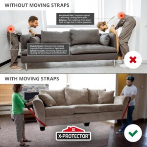 People using a forearm strap lifter to move a couch.