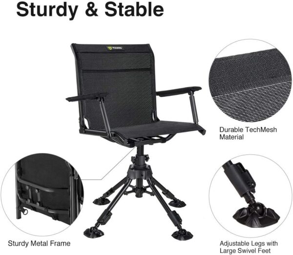 360 Degree Silent Swivel Hunting Folding Chair