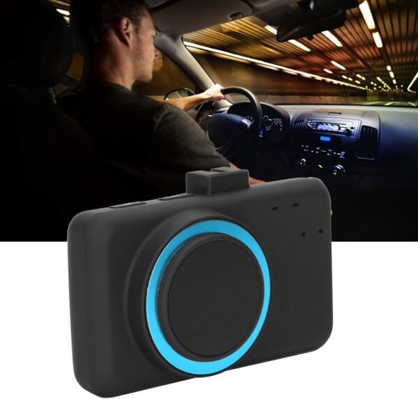 A driver alertness system photoshopped in front of an image of a guy driving through a lighted tunnel.