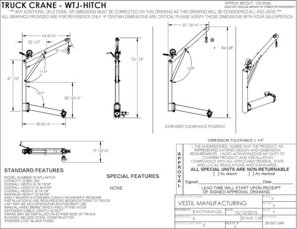 Vestil WTJ-Hitch Hitch-Mounted Truck Jib Crane