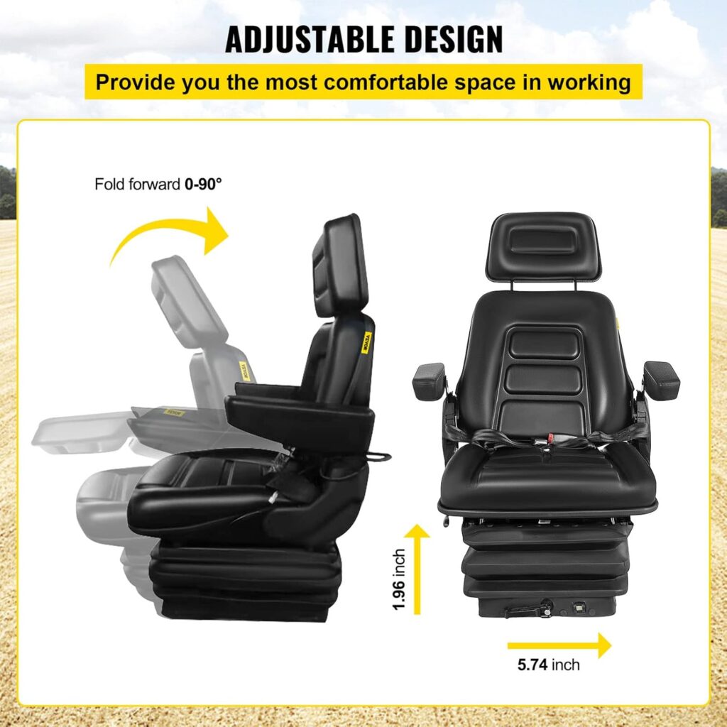 Air-suspension heavy equipment seats cushion the operator from the sharp bumping and jarring due to driving on uneven terrain.