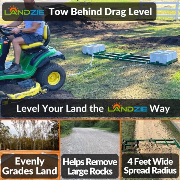 Drag Harrow Driveway Grader Landscape Rake for ATV, UTV, Tractor, Mower
