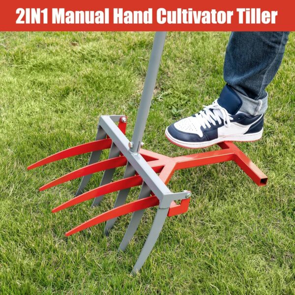 Broad Fork Tool Cultivator Tiller Manual Hand Tiller