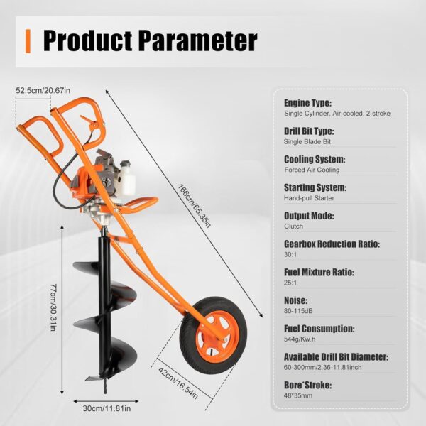 Post Hole Digger Earth Auger Borer Ground Drill Earth Auger Wheelbarrow - Image 5
