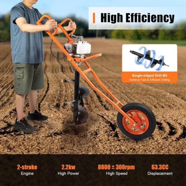 Post Hole Digger Earth Auger Borer Ground Drill Earth Auger Wheelbarrow - Image 9